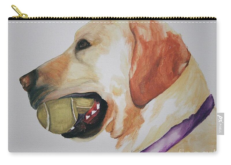 Yellow Lab Zip Pouch featuring the painting Ball Boy by Susan Herber