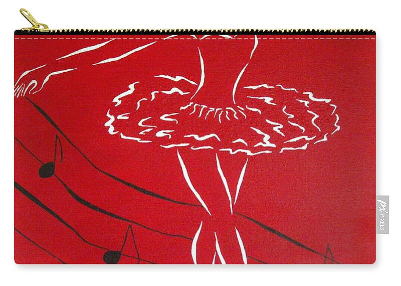 Allegretto Art Zip Pouch featuring the painting Ballerina In Red by Pamela Allegretto