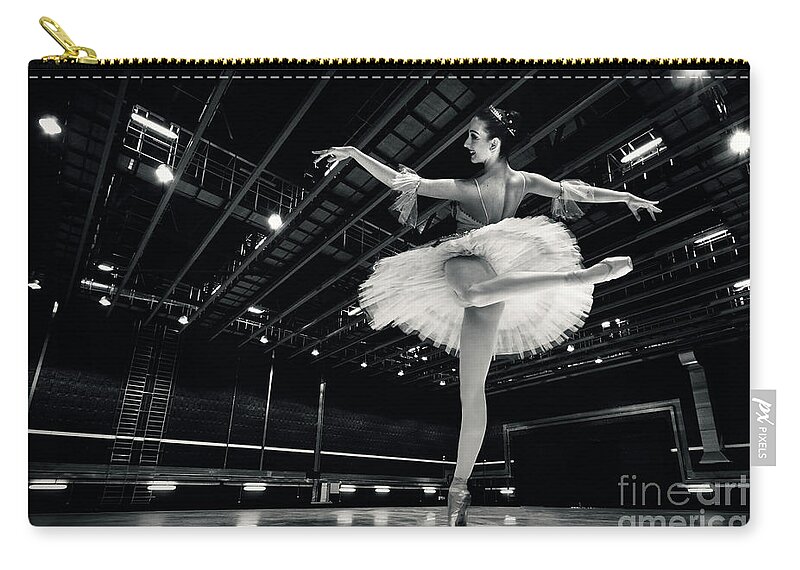 Ballet Zip Pouch featuring the photograph Ballerina in the white tutu by Dimitar Hristov
