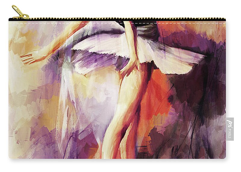 Ballerina Zip Pouch featuring the painting Ballerina Woman 77201 by Gull G