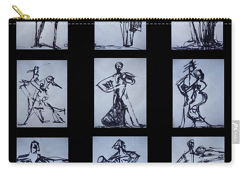 Dance Zip Pouch featuring the drawing Ballroom Dancing by Diane montana Jansson