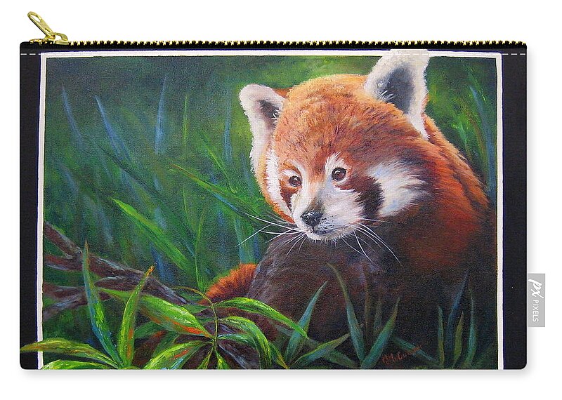 Red Panda Zip Pouch featuring the painting Bamboo Basking--Red Panda by Mary McCullah