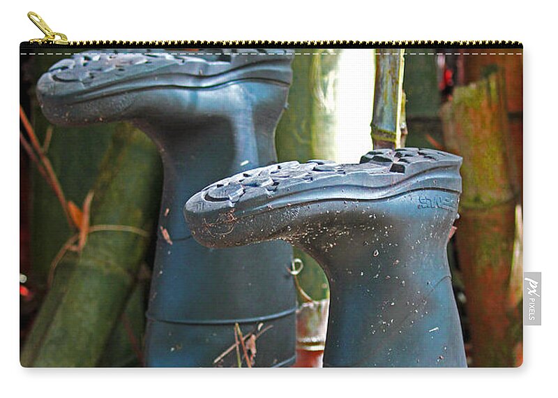  Blac Boots Zip Pouch featuring the photograph Bamboo Boots by Jennifer Robin