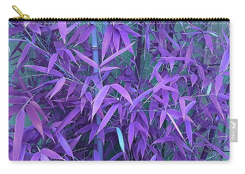 Bamboo Zip Pouch featuring the photograph Bamboo Leaves In Violet Blush by Rowena Tutty