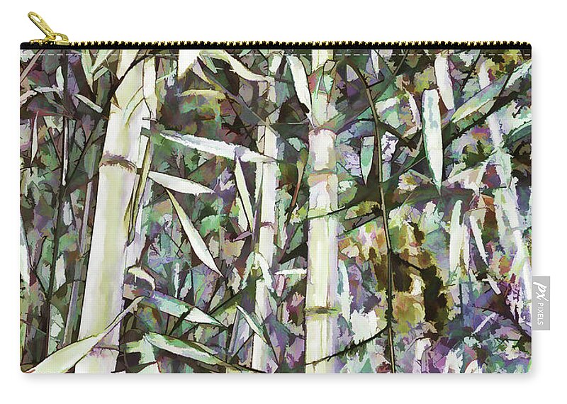 Art Of Bamboo Zip Pouch featuring the painting Bamboo sprouts forest by Jeelan Clark