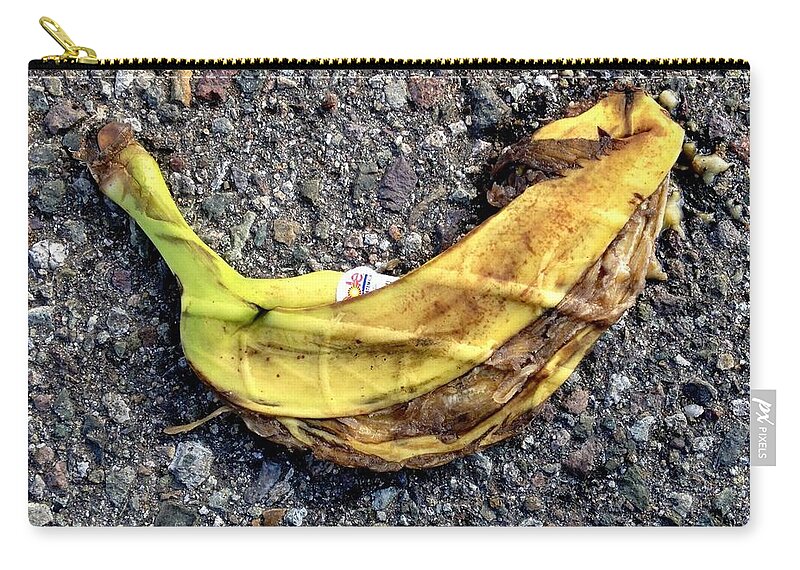 Banana Zip Pouch featuring the photograph Banana A Peel by Marlene Burns
