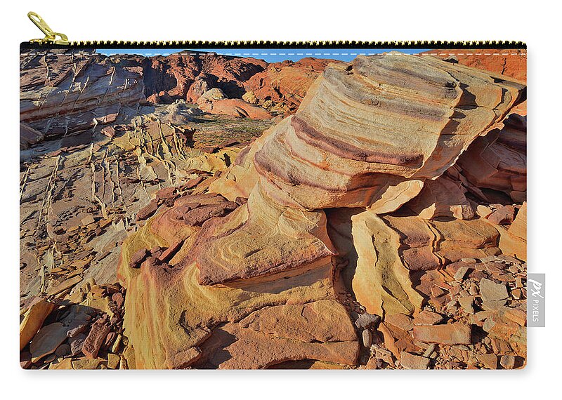 Valley Of Fire State Park Zip Pouch featuring the photograph Bands of Colorful Sandstone in Valley of Fire by Ray Mathis