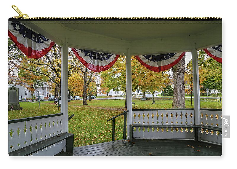 Gazebo Zip Pouch featuring the photograph Bandstand View in Fall by Kevin Craft