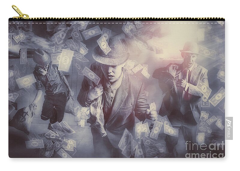 Money Zip Pouch featuring the photograph Bankers bailout with bail-ins by Jorgo Photography