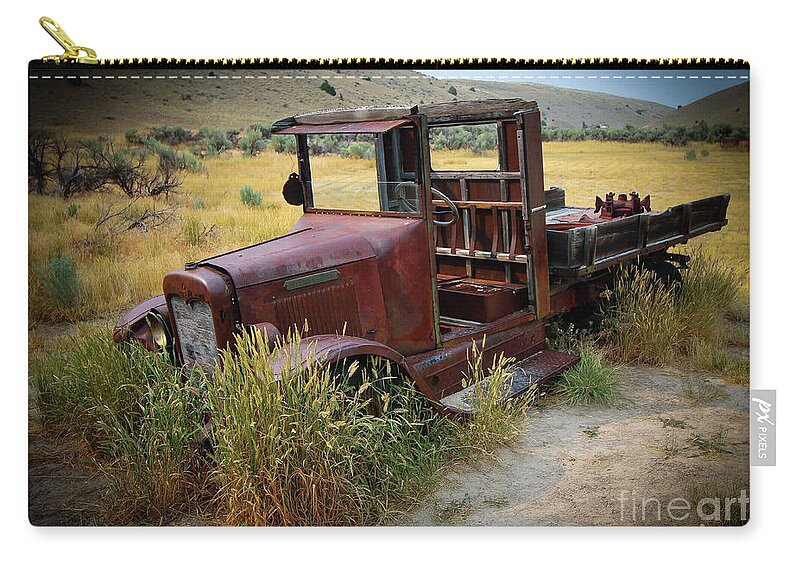 Bannack Zip Pouch featuring the photograph Bannack Montana Old Truck by Veronica Batterson