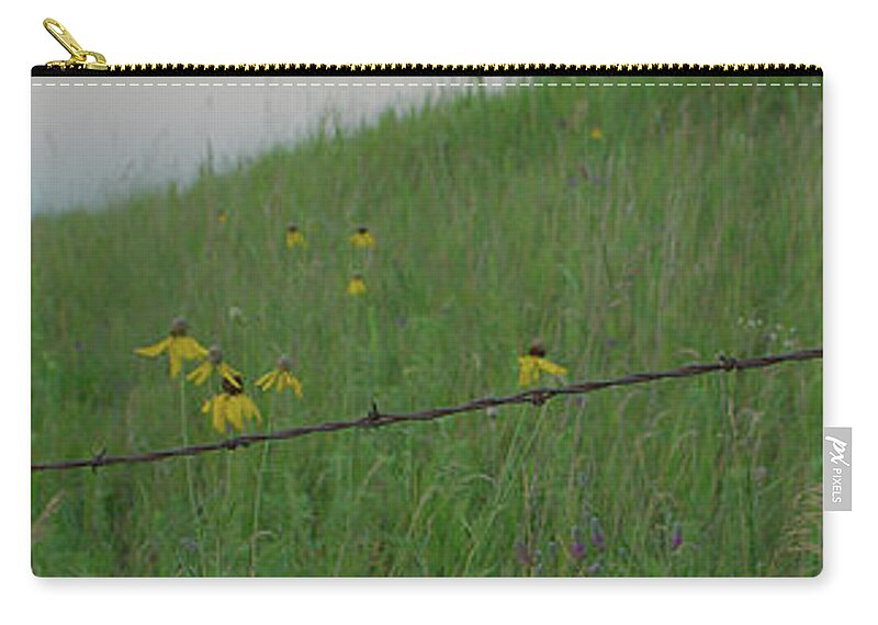 Barbwire Carry-all Pouch featuring the photograph Barb Wire Prairie by Troy Stapek