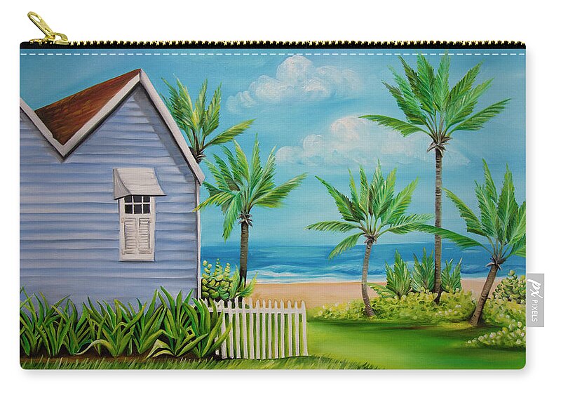 Barbados Zip Pouch featuring the painting Barbados Beach House by Barbara Noel