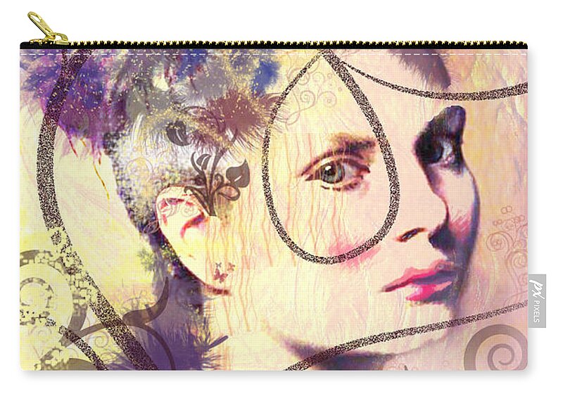 Portrait Zip Pouch featuring the digital art Barbara Blue by Kim Prowse