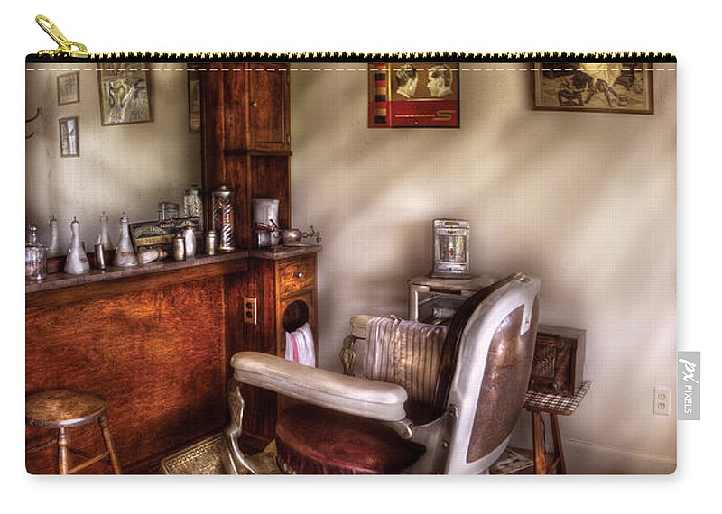 Barber Zip Pouch featuring the photograph Barber - In The Barber Shop by Mike Savad