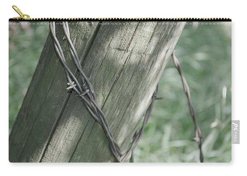 Barbwire Carry-all Pouch featuring the photograph Barbwire Shadow by Troy Stapek