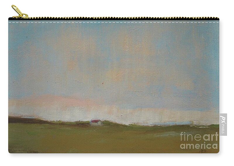 Landscape Zip Pouch featuring the painting Barn at Dusk by Vesna Antic