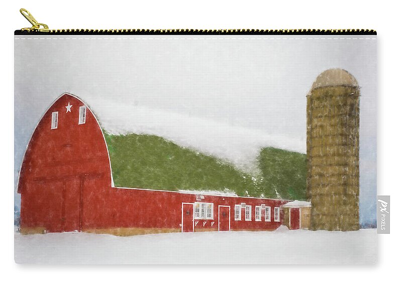 Barn Zip Pouch featuring the photograph Barn in Winter by John Roach