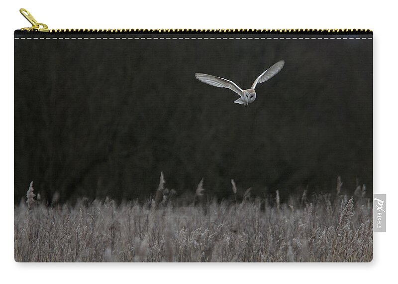 Barn Zip Pouch featuring the photograph Barn Owl hunting at dusk by Tony Mills