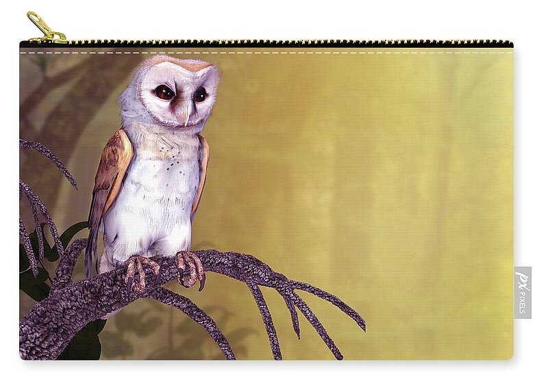 Barn Owl Zip Pouch featuring the digital art Barn Owl by John Junek