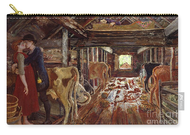 Nikolai Astrup Zip Pouch featuring the painting Barn proposal by O Vaering