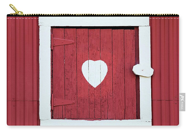 Window Zip Pouch featuring the photograph Barn Window With Heart by Alan L Graham