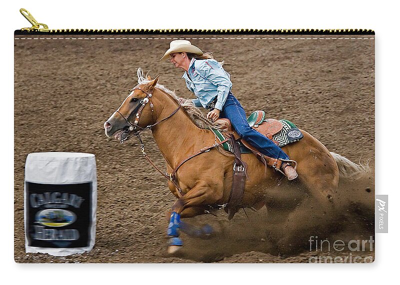 Race Zip Pouch featuring the photograph Barrel Racing by Louise Heusinkveld
