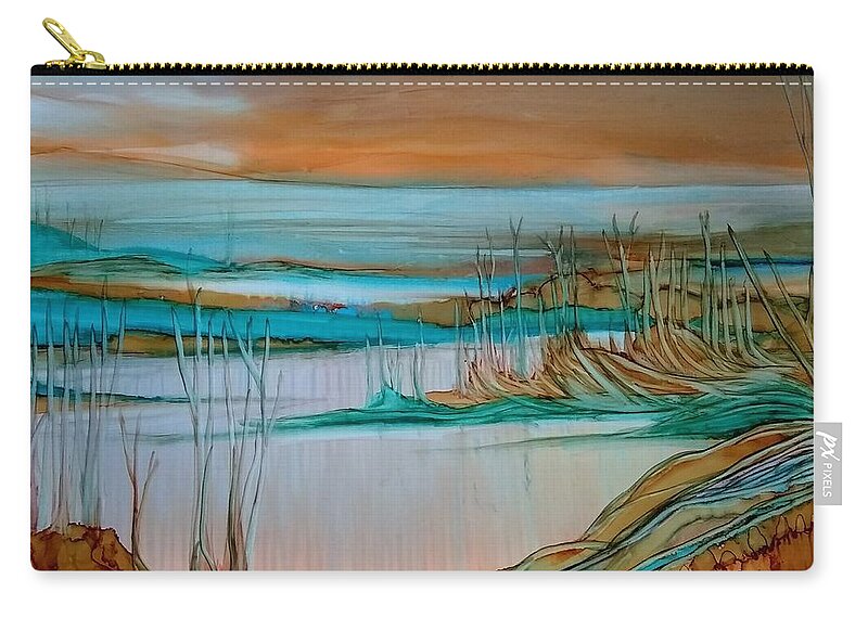 Alcohol Ink Prints Zip Pouch featuring the painting Barren by Betsy Carlson Cross