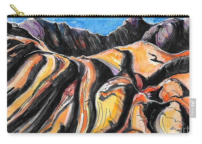 Mountains Zip Pouch featuring the painting Barren Hills by Terry Banderas