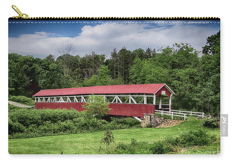 Water Zip Pouch featuring the photograph Barronvale Covered Bridge by Dawn Gari