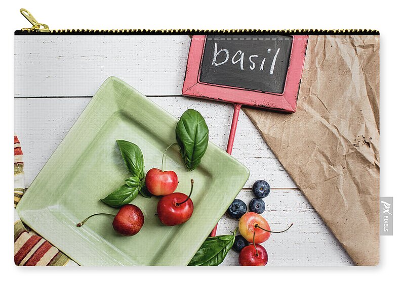 Basil Zip Pouch featuring the photograph Basil Still Life 4 by Rebecca Cozart