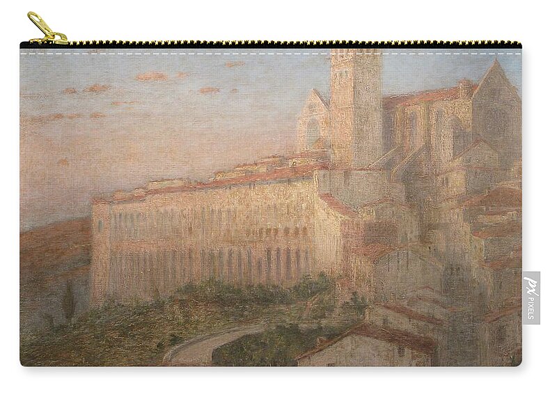 Basilica Of San Francesco D'assisi Zip Pouch featuring the painting Basilica of San Francesco by MotionAge Designs