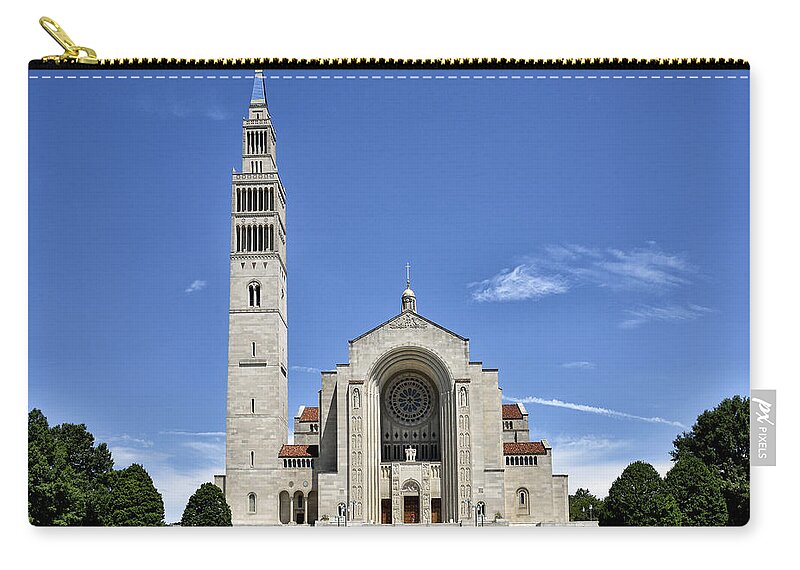 basilica Of The National Shrine Of The Immaculate Conception Zip Pouch featuring the photograph Basilica of the National Shrine of The Immaculate Conception by Brendan Reals