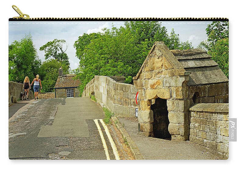 Britain Zip Pouch featuring the photograph Baslow Bridge and Toll Shelter by Rod Johnson