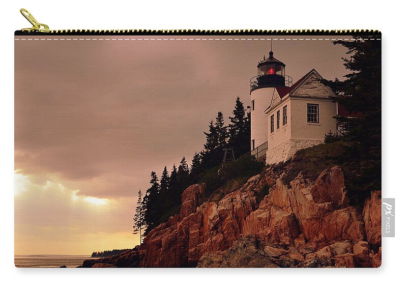 Maine Zip Pouch featuring the photograph Bass Harbor Head Light by Colleen Phaedra