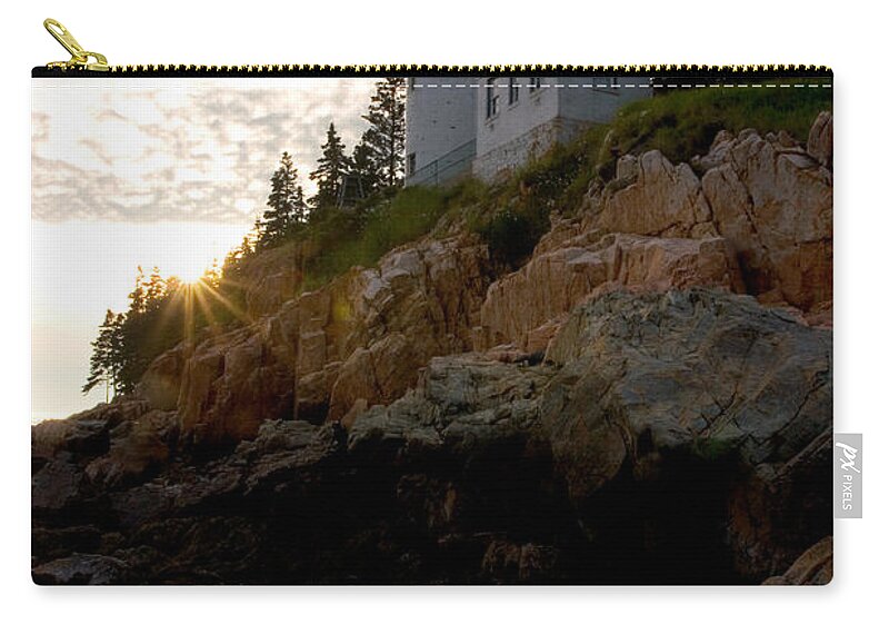Lighthouse Zip Pouch featuring the photograph Bass Harbor Lighthouse 1 by Brent L Ander