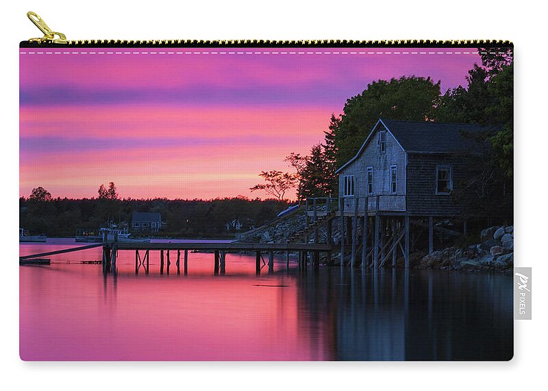 Bass Harbor Zip Pouch featuring the photograph Bass Harbor Sunset by Holly Ross