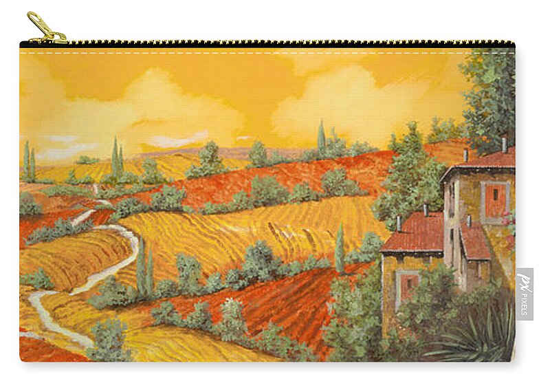 Tuscany Zip Pouch featuring the painting Maremma Toscana by Guido Borelli