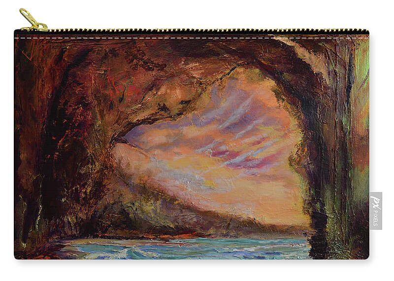 Art Paintings Zip Pouch featuring the painting Bat Cave St. Philip Barbados by Julianne Felton