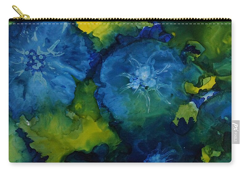 Floral Zip Pouch featuring the painting Batchelor Buttons by Jo Smoley