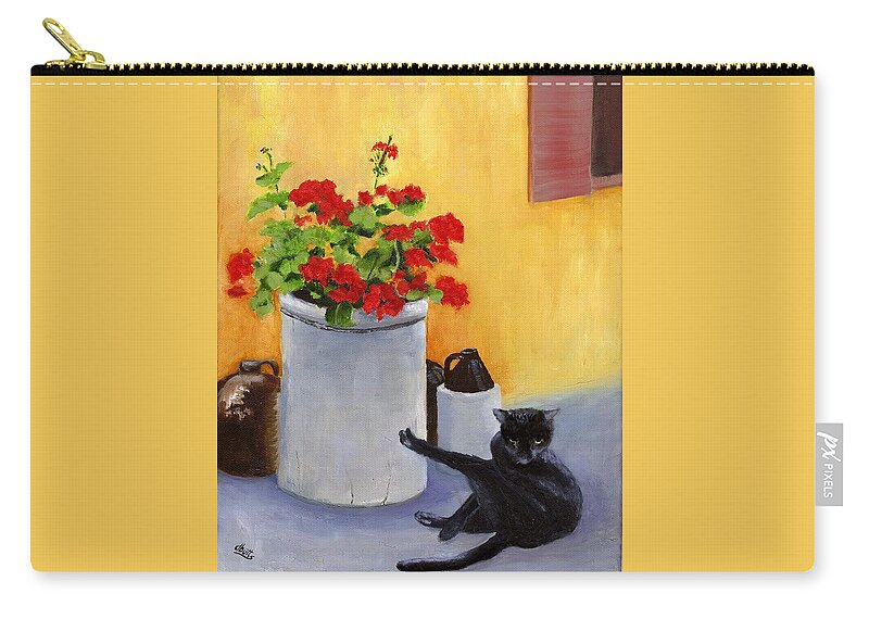 Cat Zip Pouch featuring the painting Bathing Al Fresco by Deborah Butts