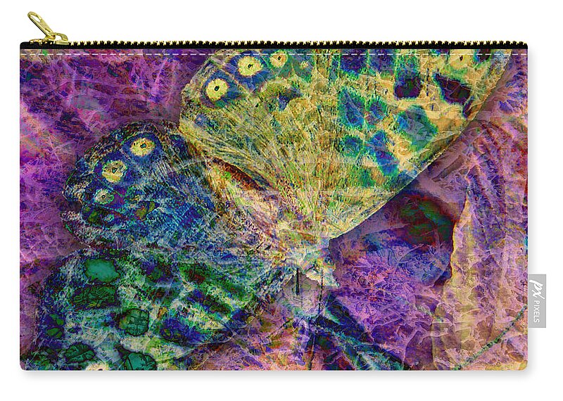 Butterfly Zip Pouch featuring the digital art Batik Butterfly by Barbara Berney