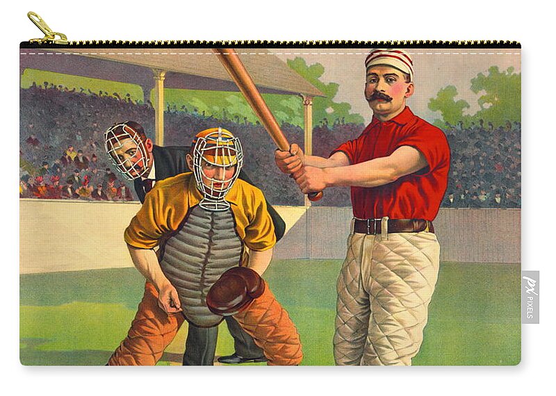 Batter-up 1895 Zip Pouch featuring the photograph Batter Up 1895 by Padre Art
