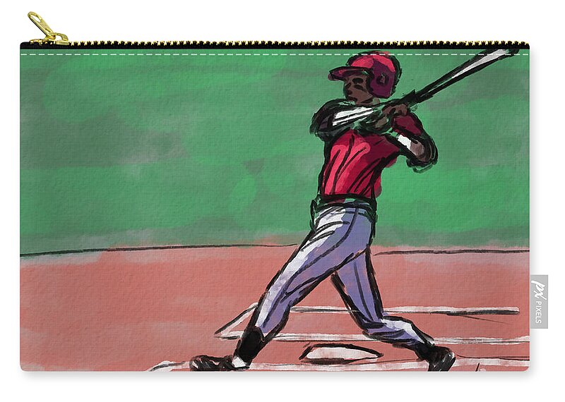 Baseball Zip Pouch featuring the digital art Batter Up by Michael Kallstrom