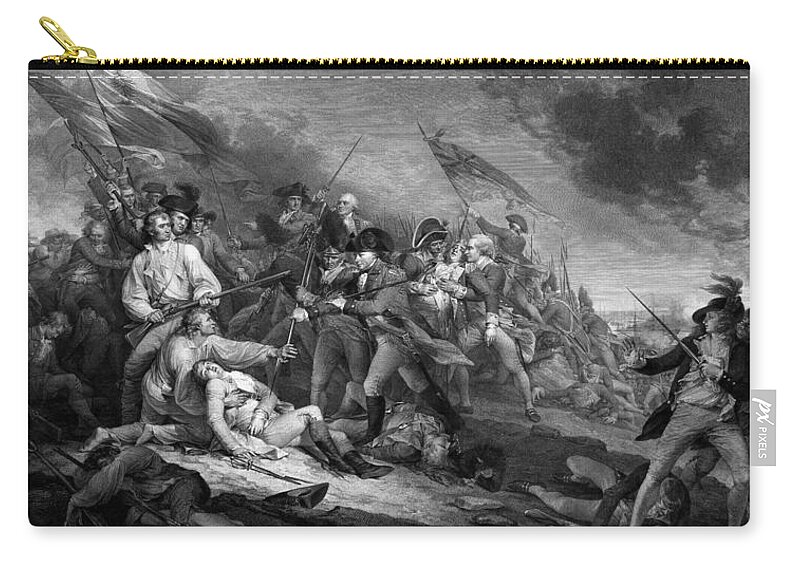 Revolutionary War Zip Pouch featuring the mixed media Battle of Bunker Hill by War Is Hell Store