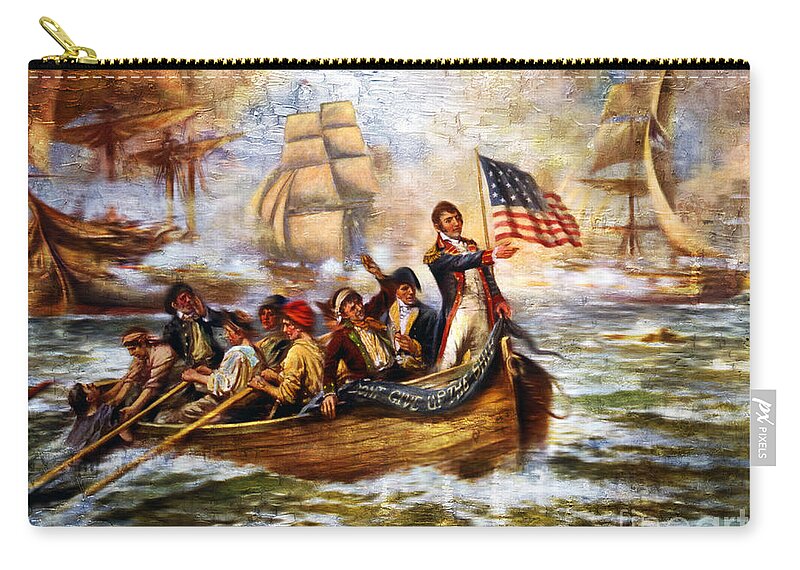 Battle Zip Pouch featuring the painting Battle of Lake Erie by Carlos Diaz