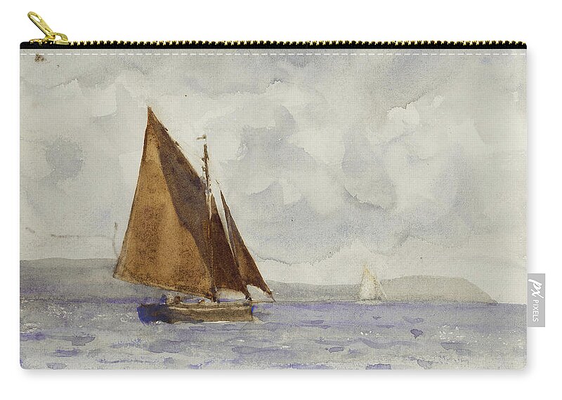 Bawly Zip Pouch featuring the painting Bawley Running Up the Coast by Henry Scott Tuke
