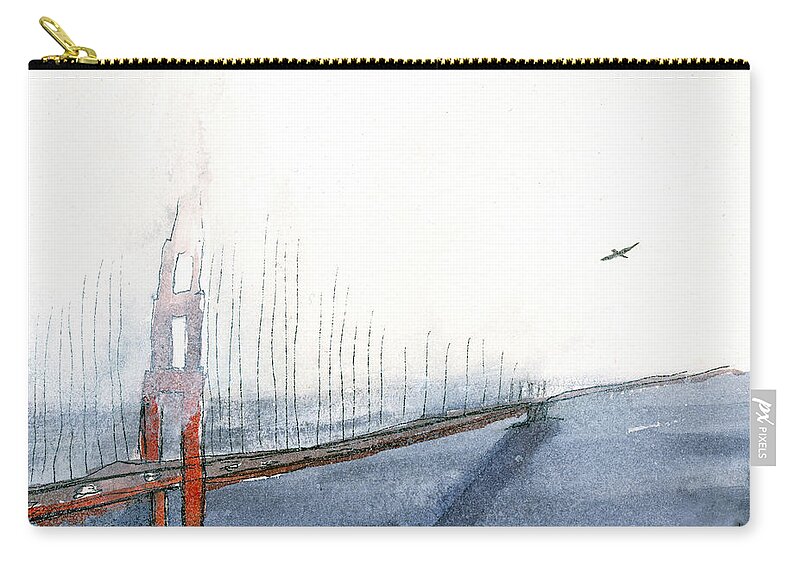 San Francisco Zip Pouch featuring the mixed media Bay Bridge by Tonya Doughty