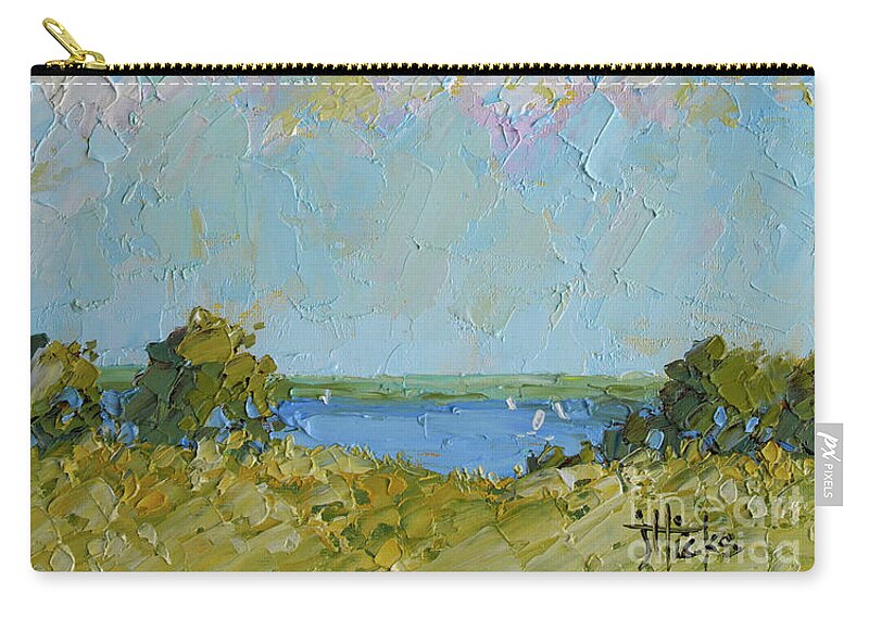 Bay Side Zip Pouch featuring the painting Bay View by Joyce Hicks