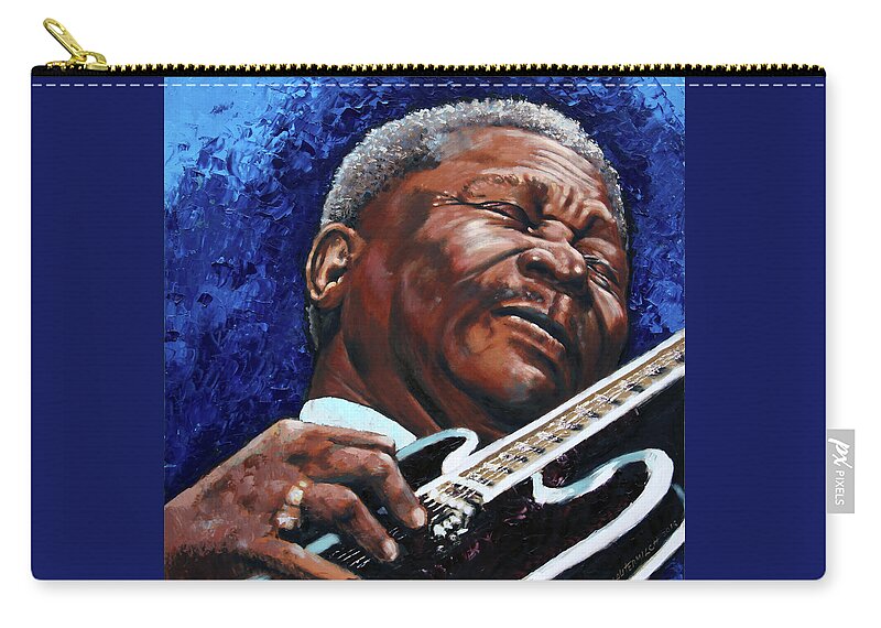 Bb King Zip Pouch featuring the painting BB King by John Lautermilch