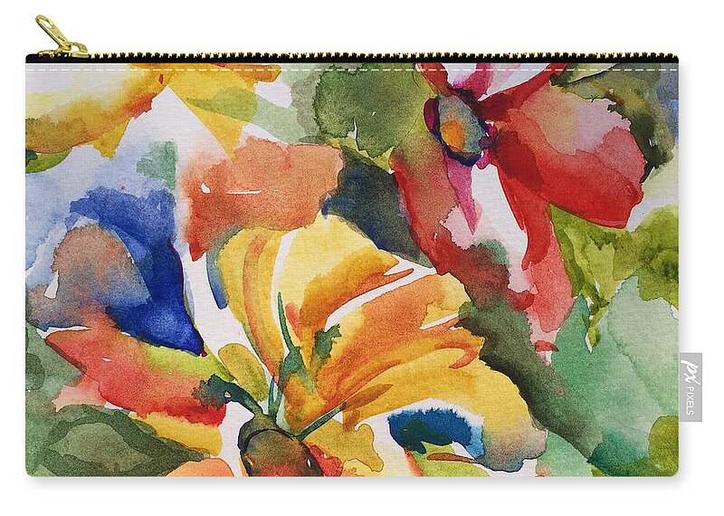 Watercolor Zip Pouch featuring the painting Be a Wildflower by Bonny Butler